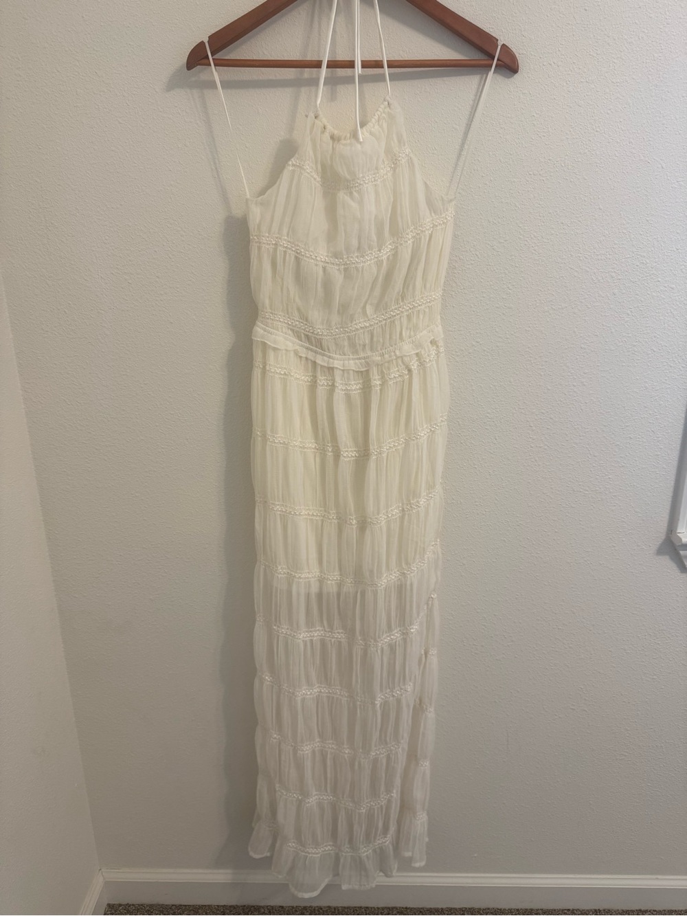 Thirty Thirty L/A White Boho Halter Maxi Dress NWT Size M